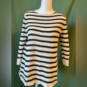 Chaps ladies horizontal striped black and cream sweater